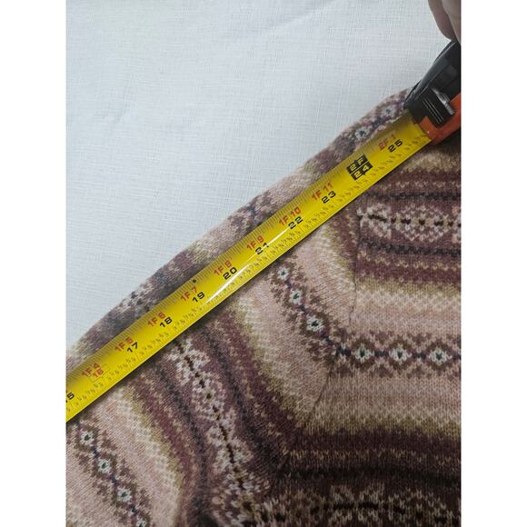 Vintage LL Bean 100% Lambswool Size Large Fair Isle Knit Pullover Sweater Pink - Picture 7 of 7